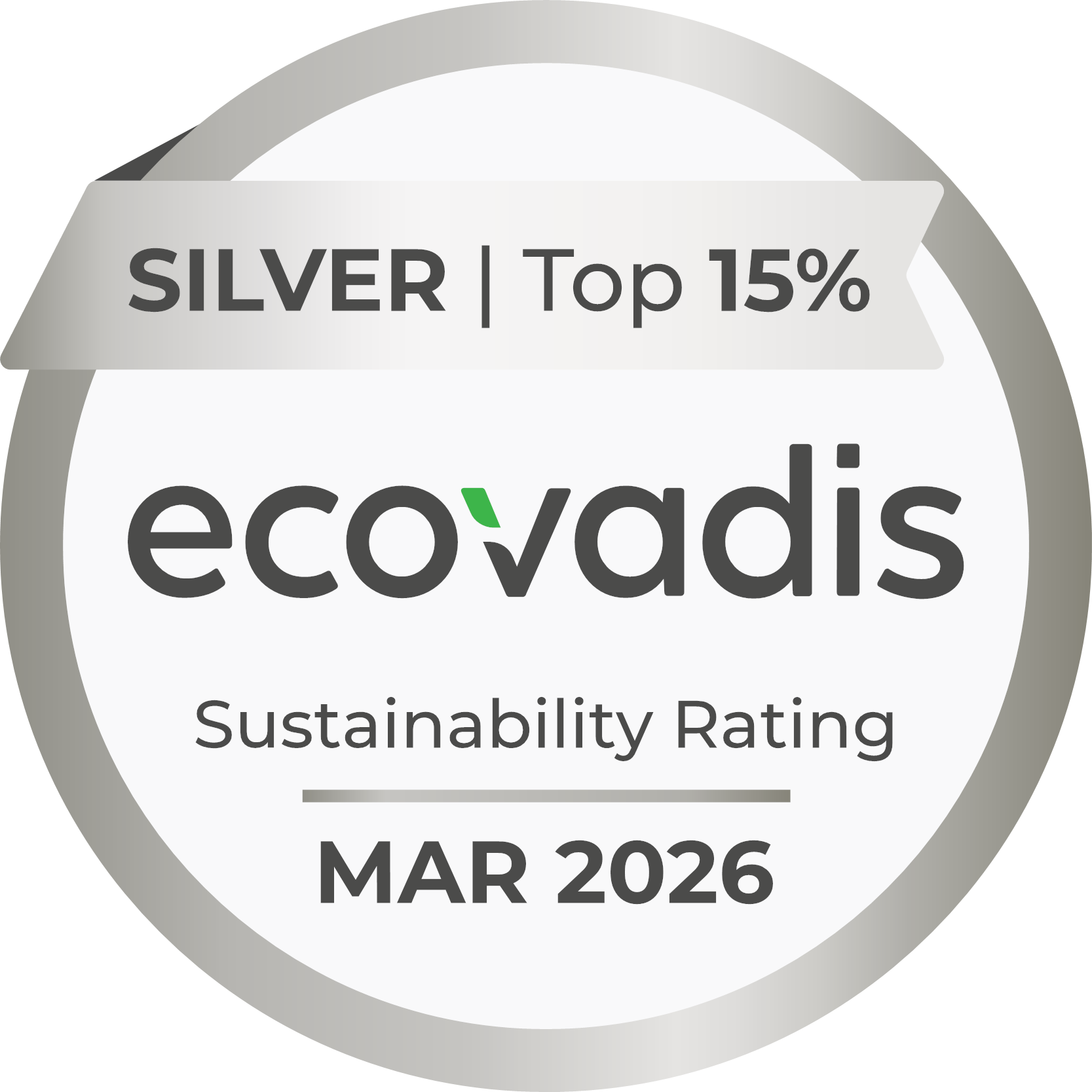 SILVER|TOP 15% ecovadis Sustainability Rating MAR 2026